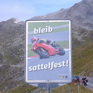 Grimsel Pass Warning to Riders, "Stay in the Saddle"