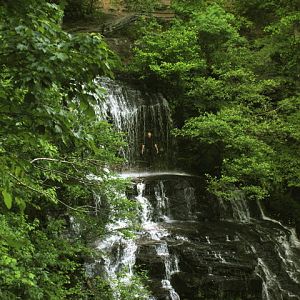 Mike behind the falls