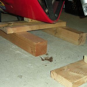 Shoring up bike for front wheel removal