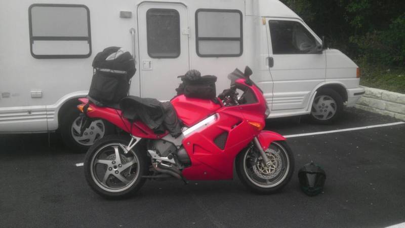 My 1999 VFR800 ready for a roadtrip.