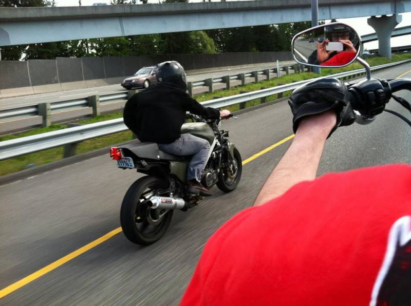 On the freeway.